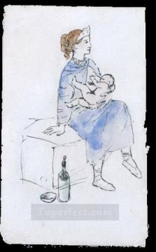パブロ・ピカソ Painting - サーカス芸人と子供 1905 パブロ・ピカソ
